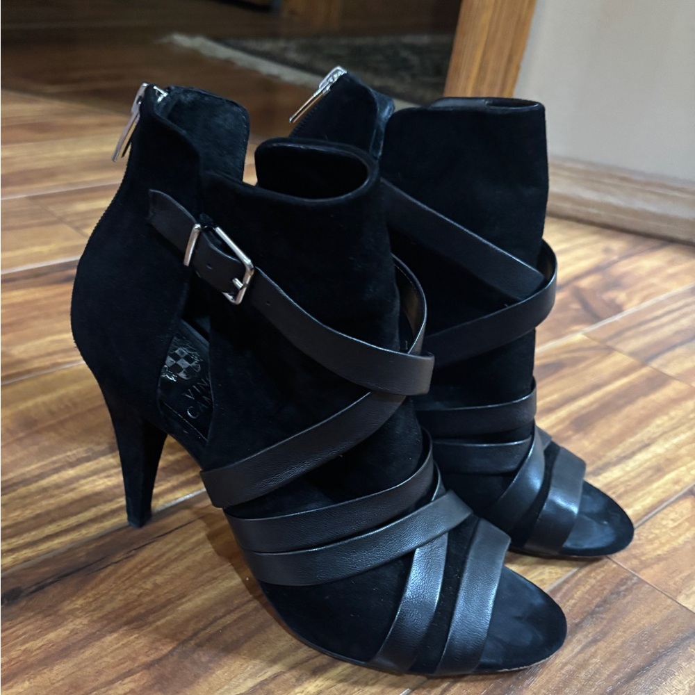 Vince Camuto Acheka Black Peep Toe Booties
